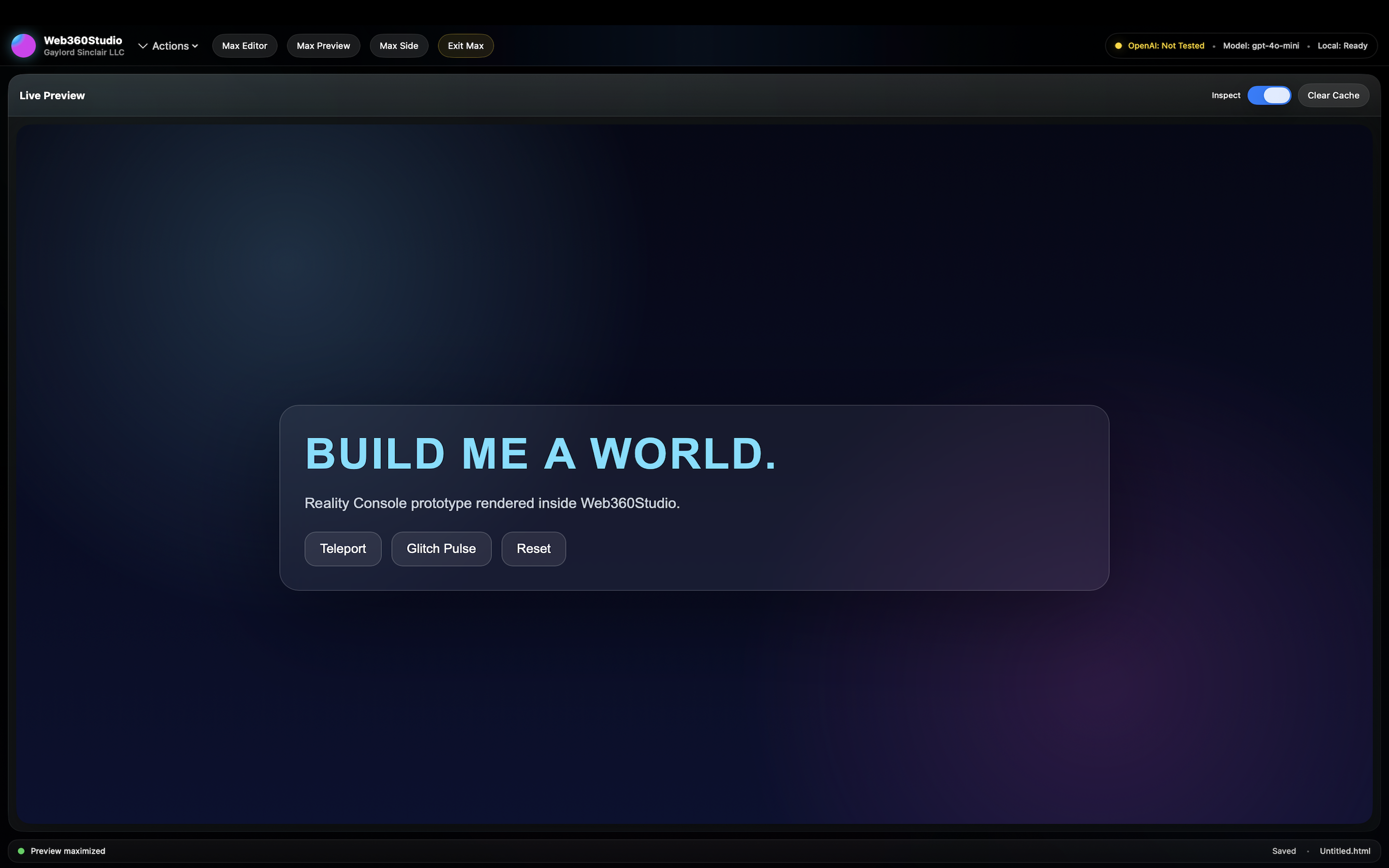 Web360 Studio tools and checkpoints screenshot